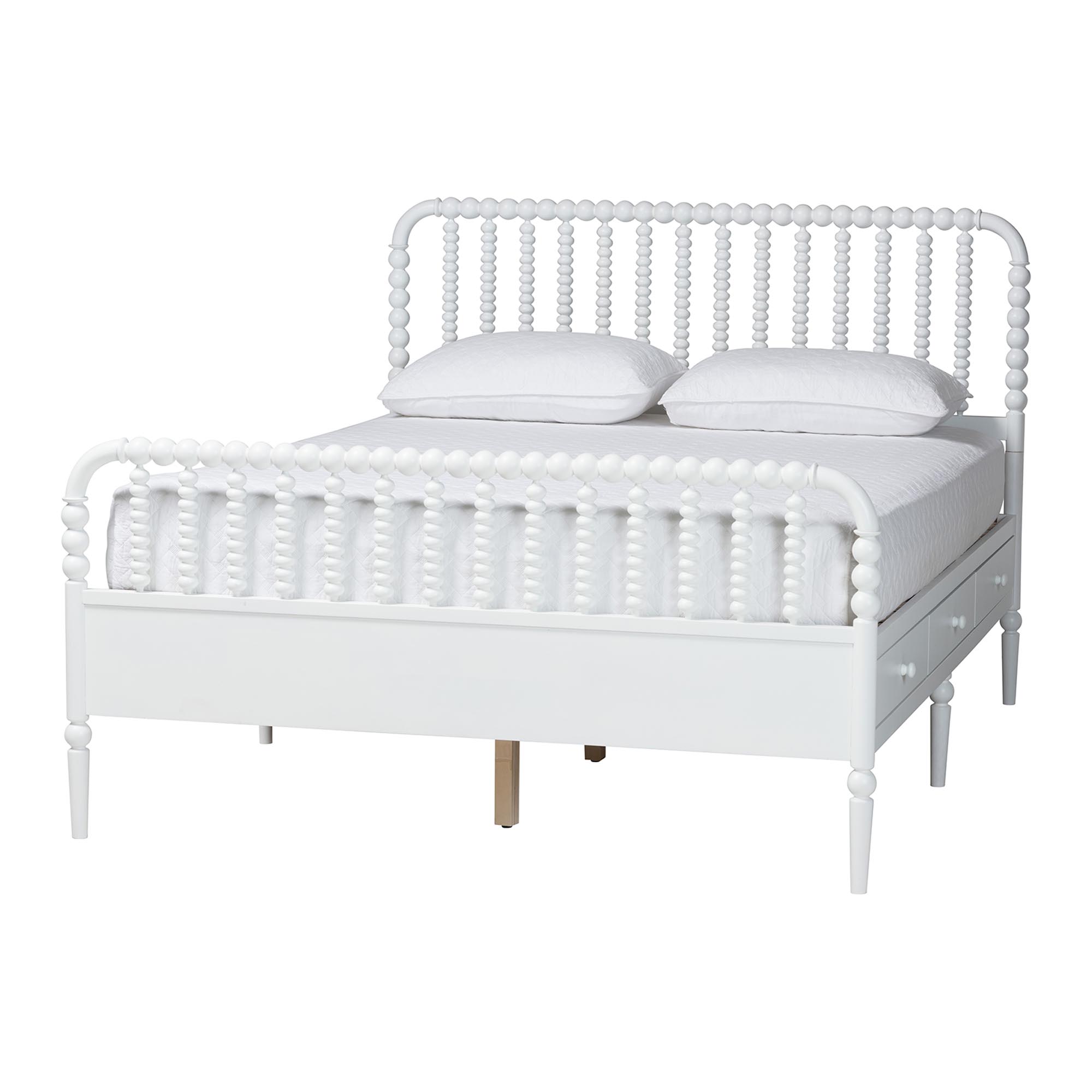 Baxton Studio Lucera 6-Drawer Platform Bed with Bobbin Frame, Full, White